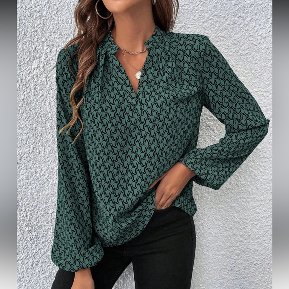 Green Patterned Women's Top